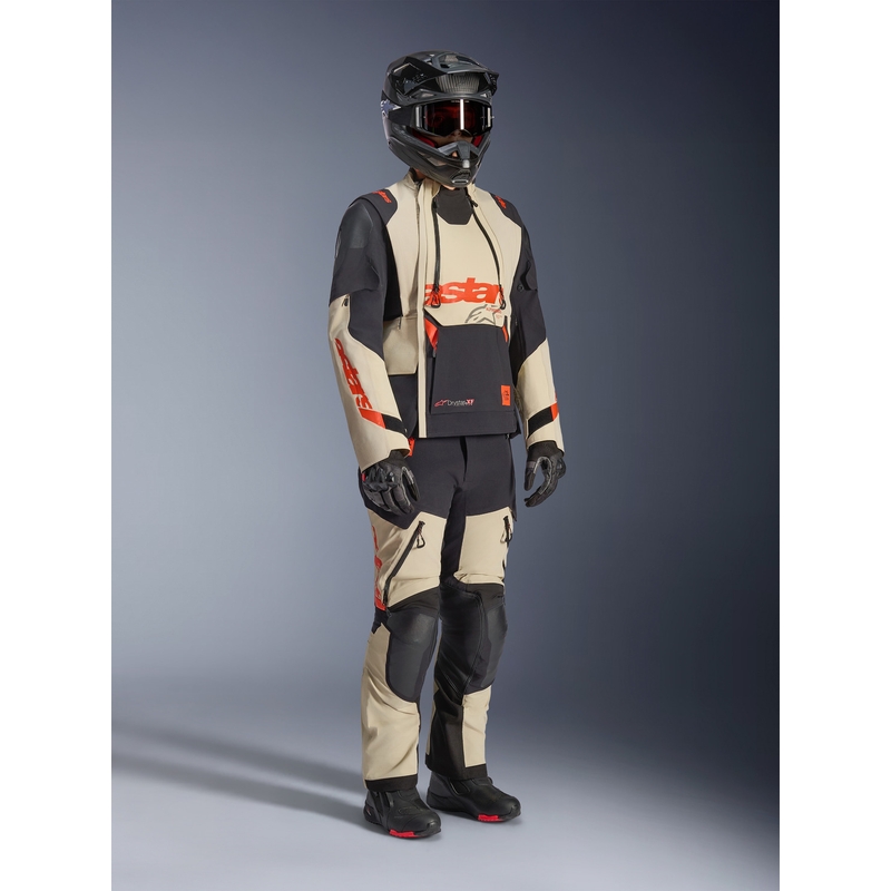 Blouson de moto Alpinestars Halo PRO Drystar XF Crème-Noir-Rouge