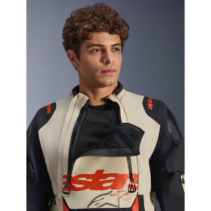 Blouson de moto Alpinestars Halo PRO Drystar XF Crème-Noir-Rouge
