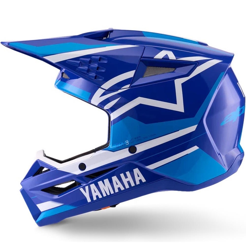 Casque de motocross enfant Alpinestars S-M3, collection YAMAHA, bleu et blanc