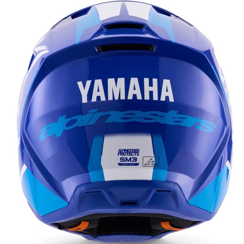 Casque de motocross enfant Alpinestars S-M3, collection YAMAHA, bleu et blanc