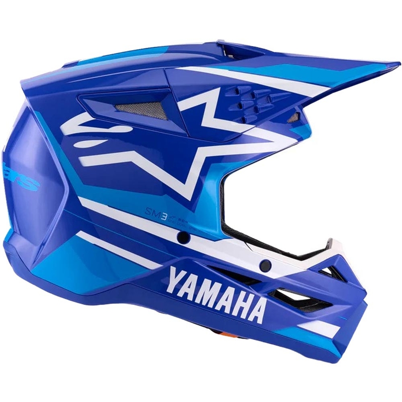 Casque de motocross enfant Alpinestars S-M3, collection YAMAHA, bleu et blanc