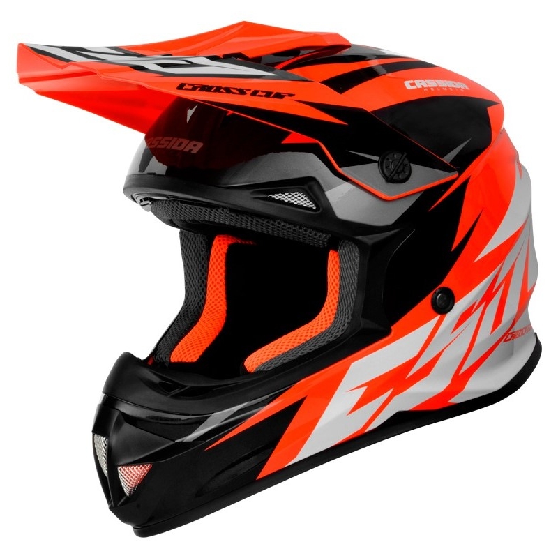 Cassida Cross Cup Two Motocross Helmet noir-blanc-gris-fluo orange