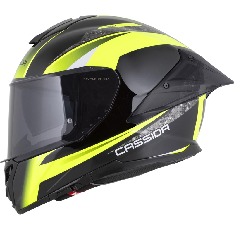 Casque intégral moto Cassida Integral GTS 2.1 Mega noir-jaune fluo-blanc