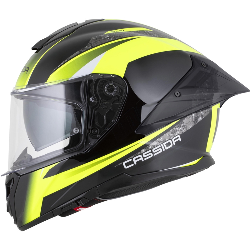 Casque intégral moto Cassida Integral GTS 2.1 Mega noir-jaune fluo-blanc