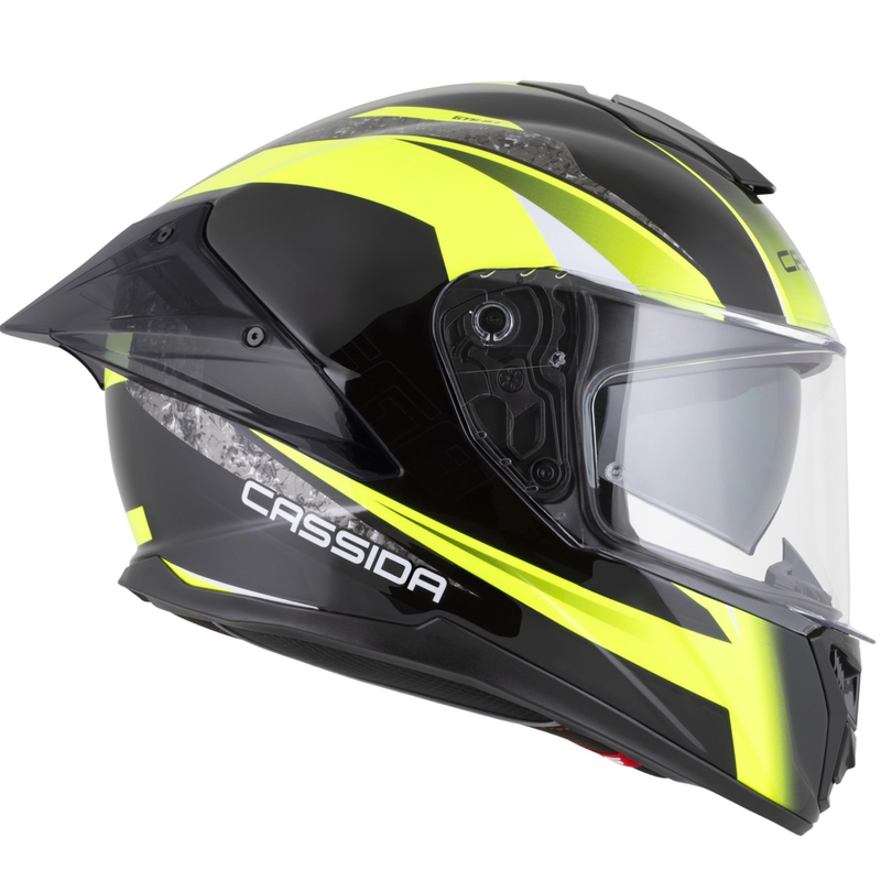 Casque intégral moto Cassida Integral GTS 2.1 Mega noir-jaune fluo-blanc