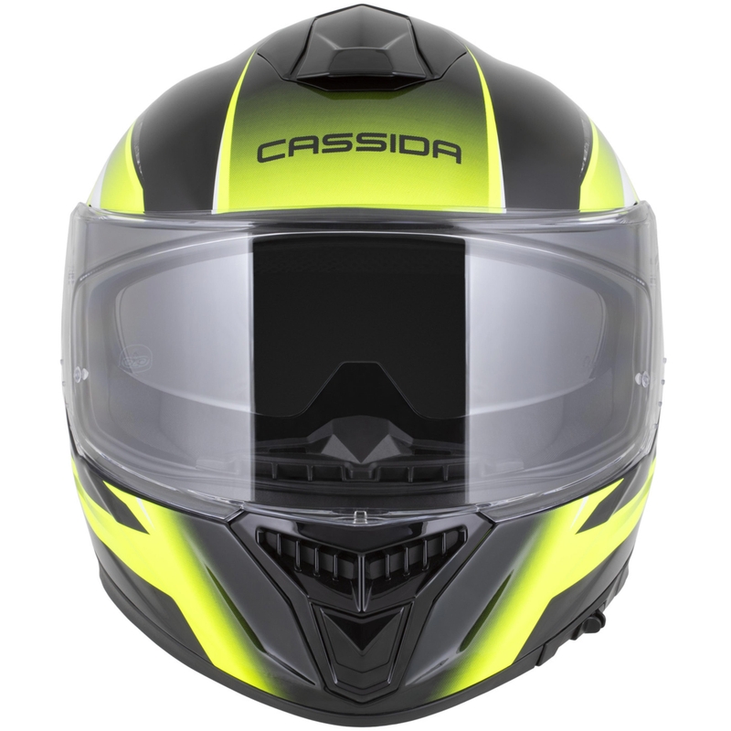 Casque intégral moto Cassida Integral GTS 2.1 Mega noir-jaune fluo-blanc