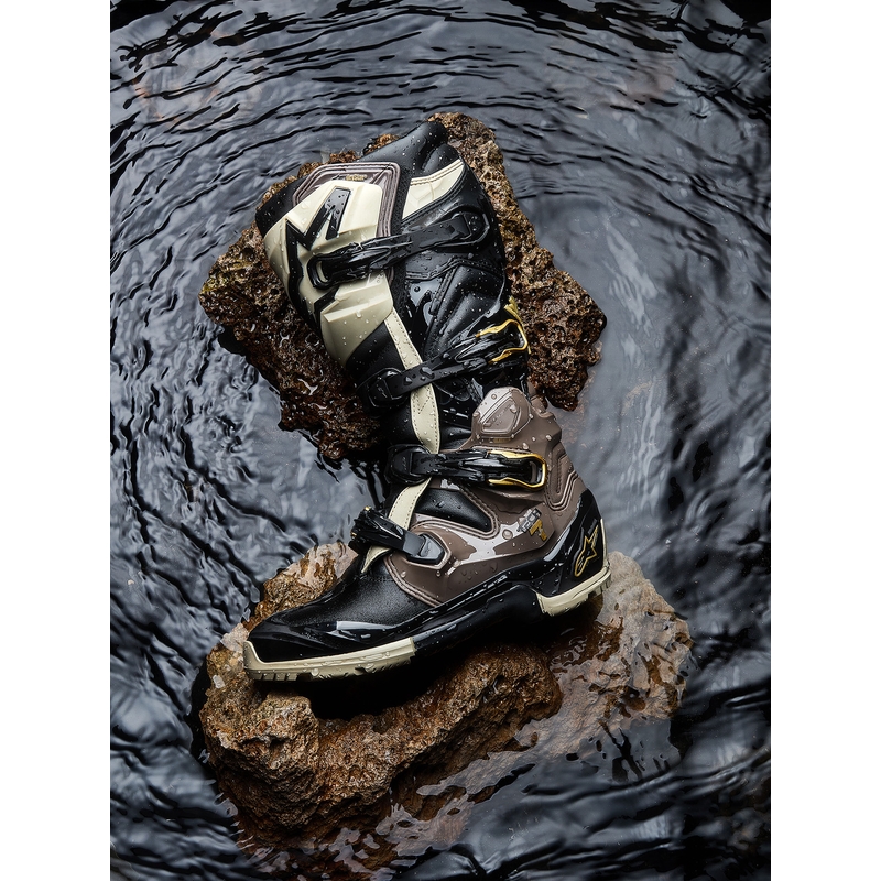 Bottes de moto Alpinestars TECH 7 Enduro Drystar Noir-Gris foncé-Or