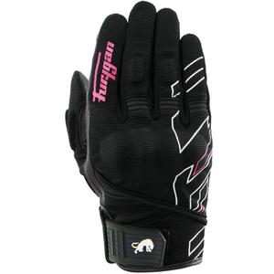 Gants de moto pour femmes Furygan Jet Neon D3O® Evo noir-blanc-rose