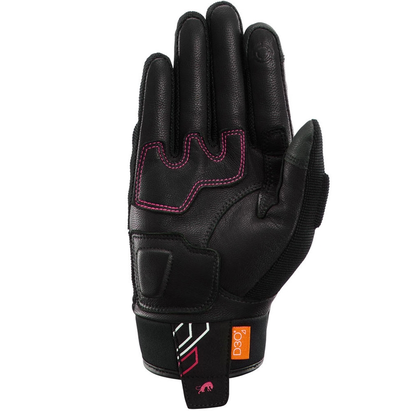 Gants de moto pour femmes Furygan Jet Neon D3O® Evo noir-blanc-rose
