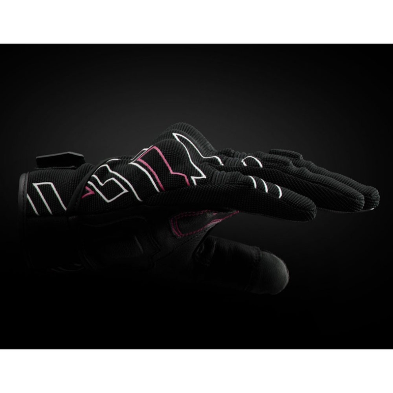 Gants de moto pour femmes Furygan Jet Neon D3O® Evo noir-blanc-rose