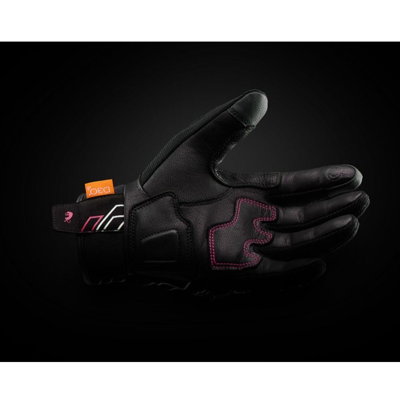 Gants de moto pour femmes Furygan Jet Neon D3O® Evo noir-blanc-rose