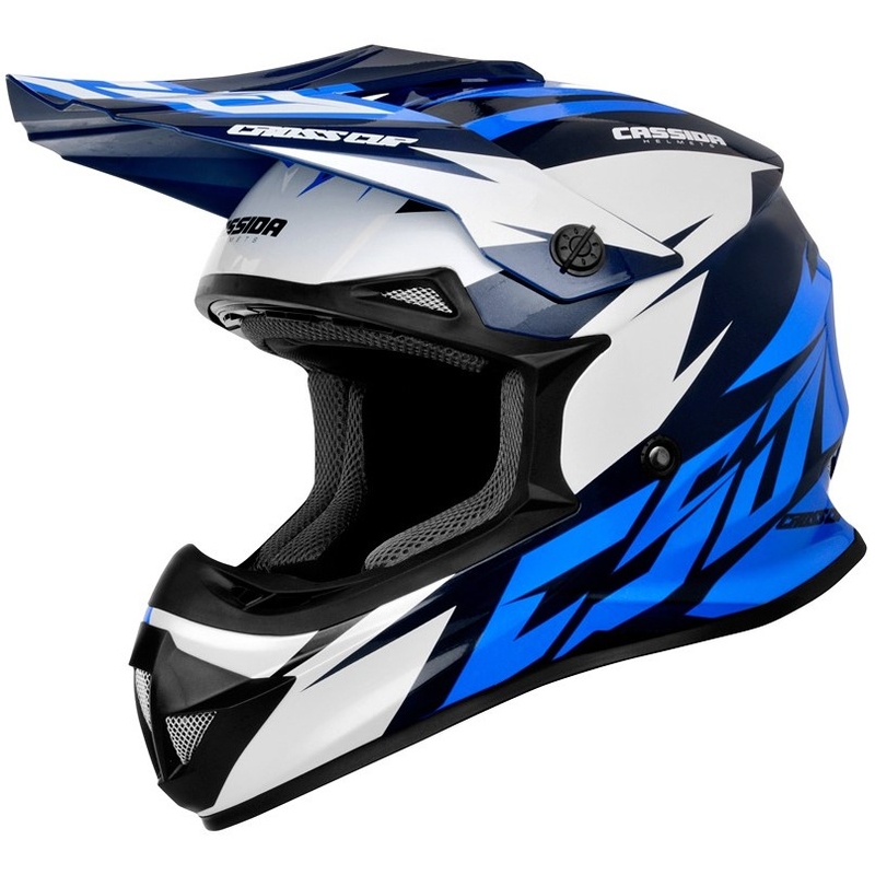 Casque de motocross Cassida Cross Cup Two noir-blanc-bleu