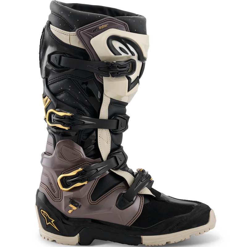 Bottes de moto Alpinestars TECH 7 Enduro Drystar Noir-Gris foncé-Or
