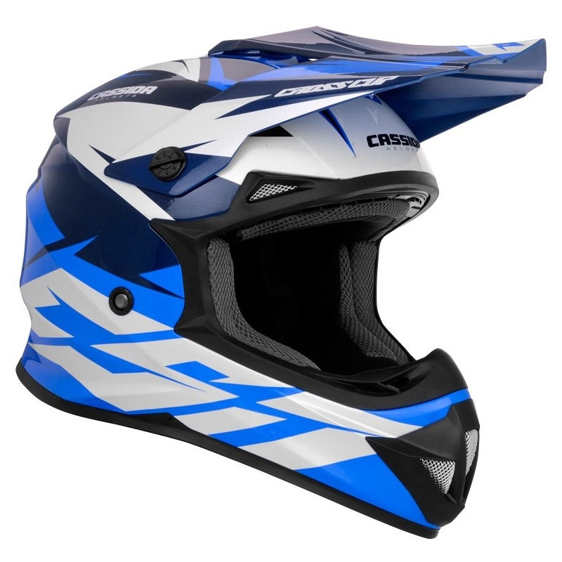 Casque de motocross Cassida Cross Cup Two noir-blanc-bleu