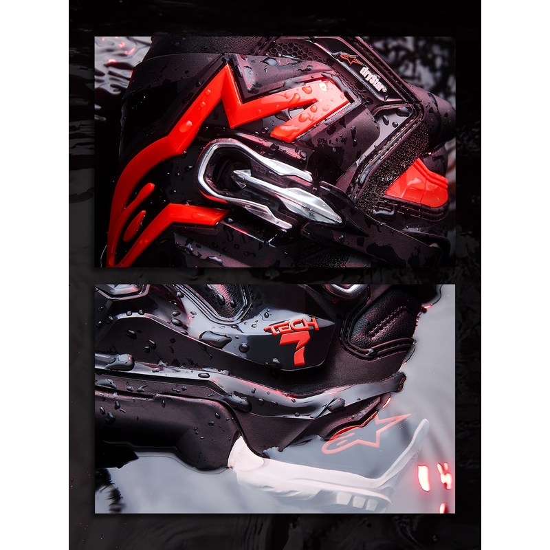 Bottes de moto Alpinestars TECH 7 Enduro Drystar noir-rouge fluo-blanc