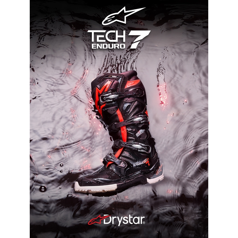 Bottes de moto Alpinestars TECH 7 Enduro Drystar noir-rouge fluo-blanc