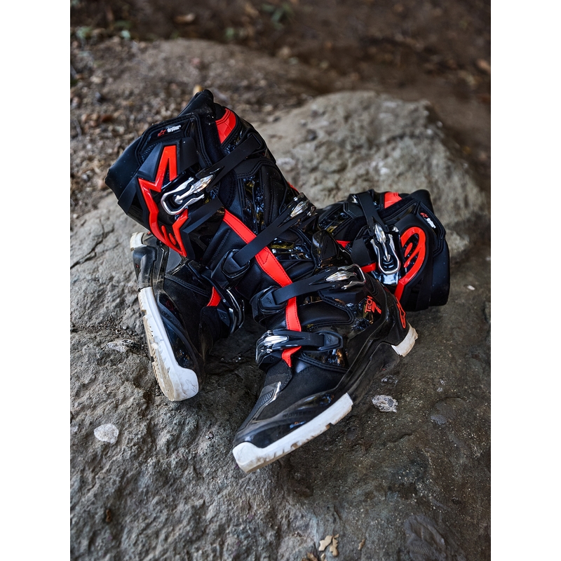 Bottes de moto Alpinestars TECH 7 Enduro Drystar noir-rouge fluo-blanc