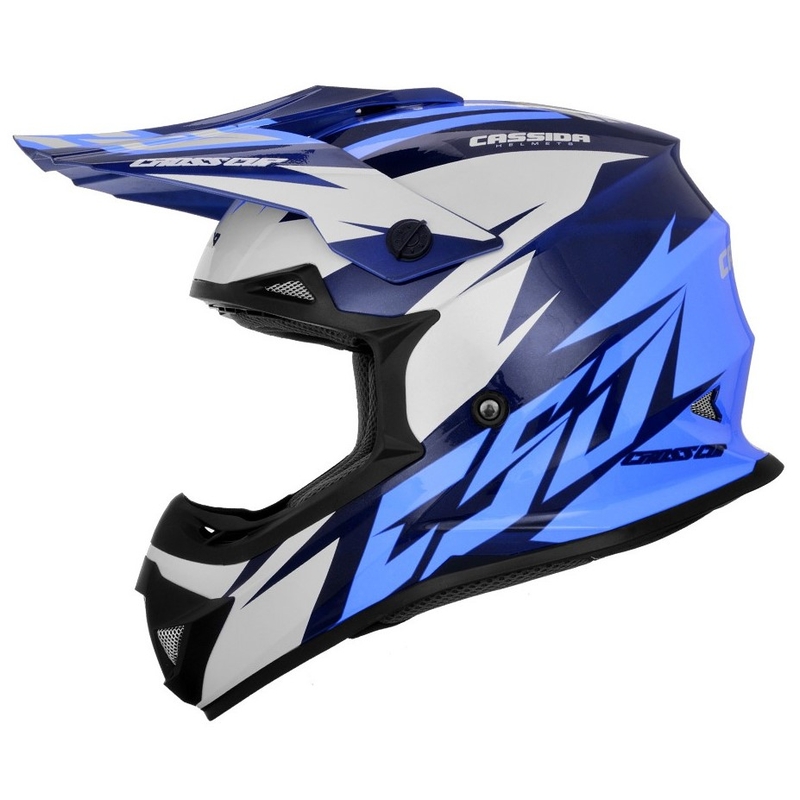 Casque de motocross Cassida Cross Cup Two noir-blanc-bleu