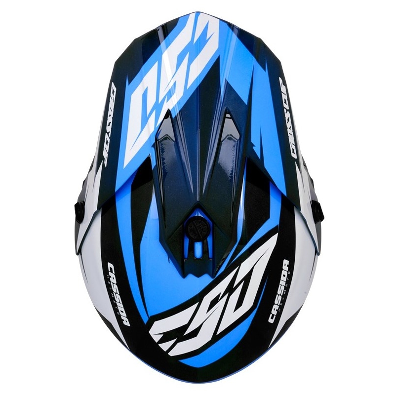 Casque de motocross Cassida Cross Cup Two noir-blanc-bleu