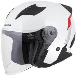 Casque de moto jet Cassida Reflex 2.0 Safety blanc-rouge-gris-argent réfléchissant