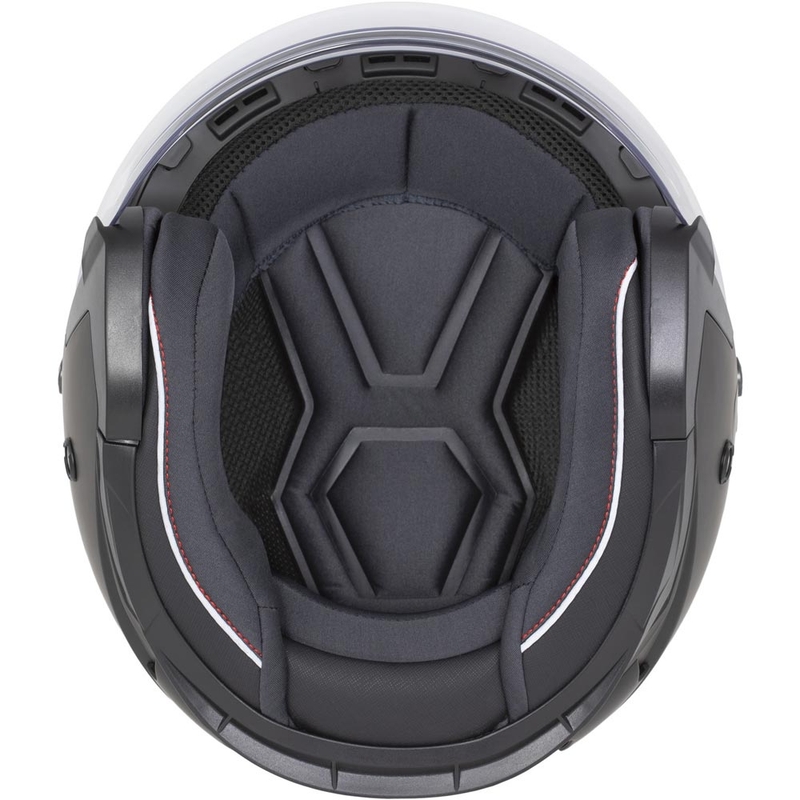 Casque de moto jet Cassida Reflex 2.0 Safety blanc-rouge-gris-argent réfléchissant