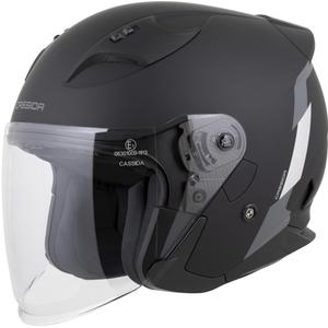Casque de moto jet Cassida Reflex 2.0, noir mat-gris-argent réfléchissant