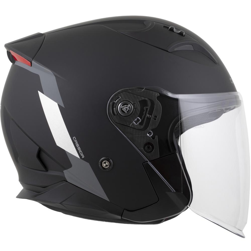 Casque de moto jet Cassida Reflex 2.0, noir mat-gris-argent réfléchissant