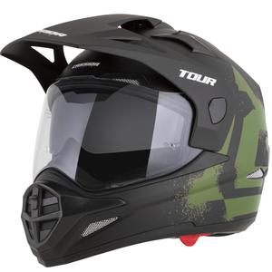 Casque de moto enduro Cassida Tour 2.0 Crew noir mat-vert foncé