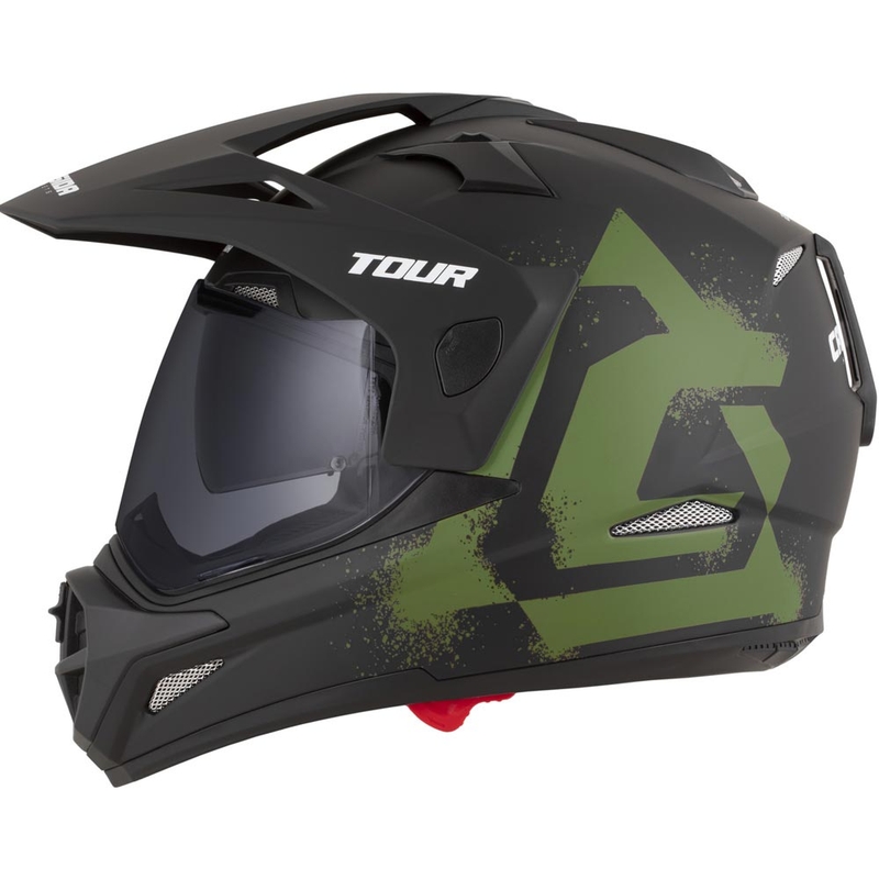 Casque de moto enduro Cassida Tour 2.0 Crew noir mat-vert foncé
