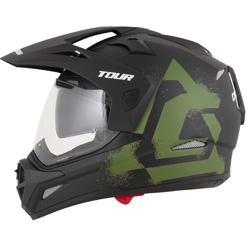 Casque de moto enduro Cassida Tour 2.0 Crew noir mat-vert foncé