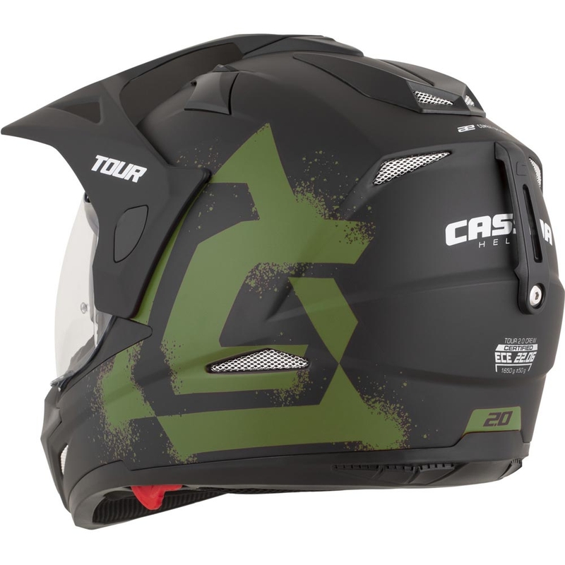 Casque de moto enduro Cassida Tour 2.0 Crew noir mat-vert foncé