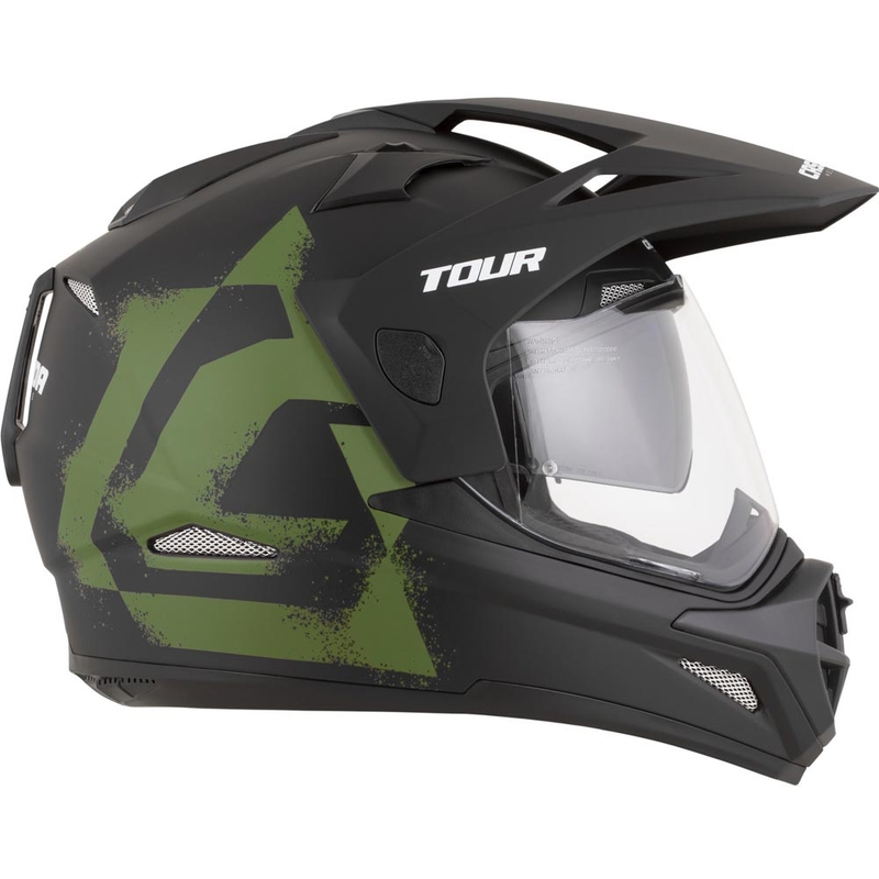 Casque de moto enduro Cassida Tour 2.0 Crew noir mat-vert foncé
