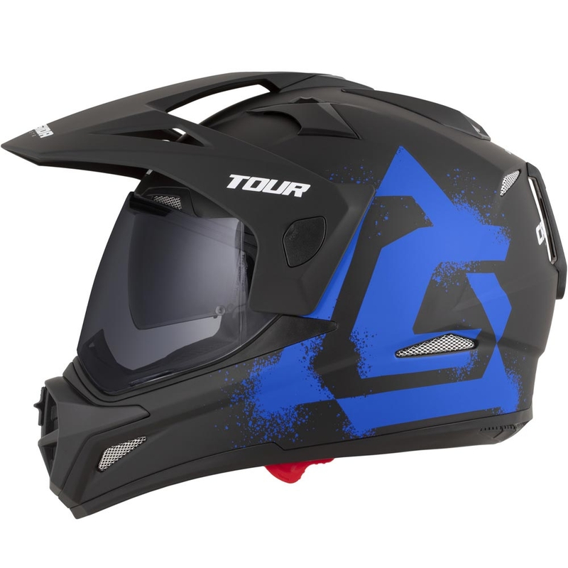 Casque de moto enduro Cassida Tour 2.0 Crew noir mat-bleu