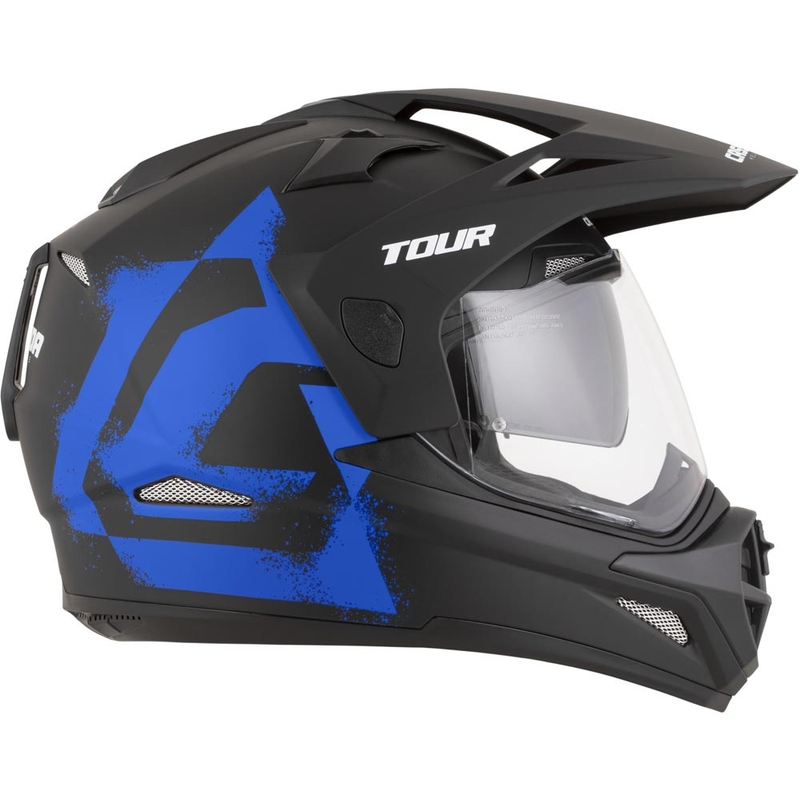 Casque de moto enduro Cassida Tour 2.0 Crew noir mat-bleu