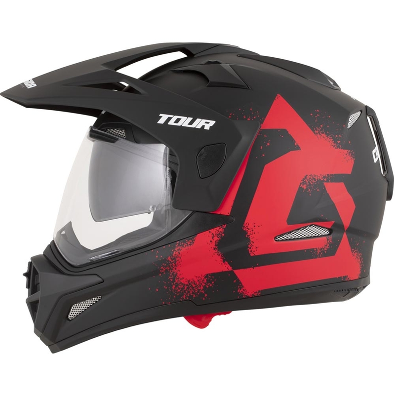 Casque de moto enduro Cassida Tour 2.0 Crew noir mat-rouge