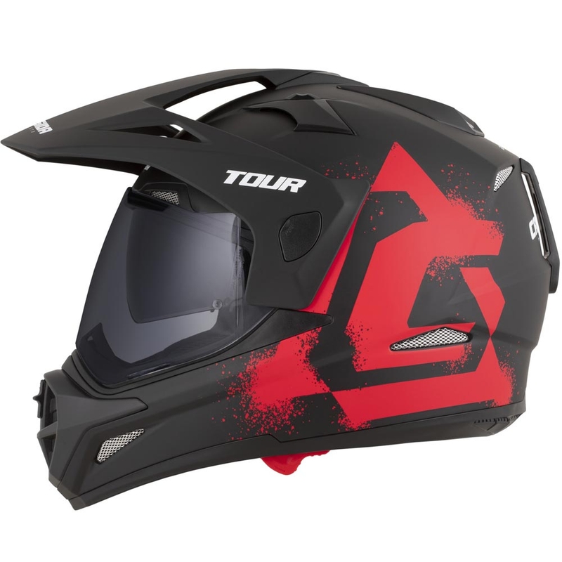 Casque de moto enduro Cassida Tour 2.0 Crew noir mat-rouge
