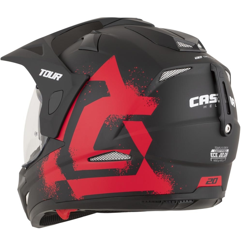 Casque de moto enduro Cassida Tour 2.0 Crew noir mat-rouge