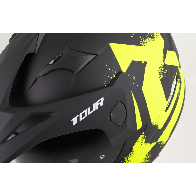 Casque de moto enduro Cassida Tour 2.0 Crew noir mat-jaune fluo