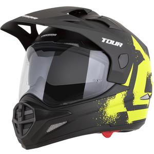 Casque de moto enduro Cassida Tour 2.0 Crew noir mat-jaune fluo