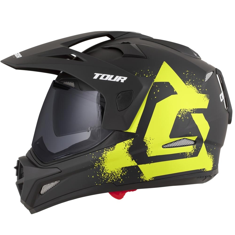 Casque de moto enduro Cassida Tour 2.0 Crew noir mat-jaune fluo