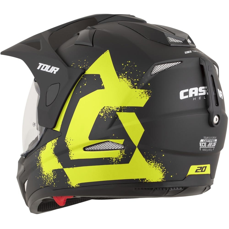 Casque de moto enduro Cassida Tour 2.0 Crew noir mat-jaune fluo