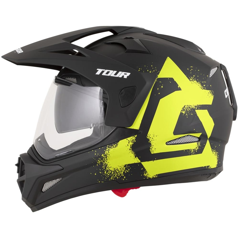 Casque de moto enduro Cassida Tour 2.0 Crew noir mat-jaune fluo