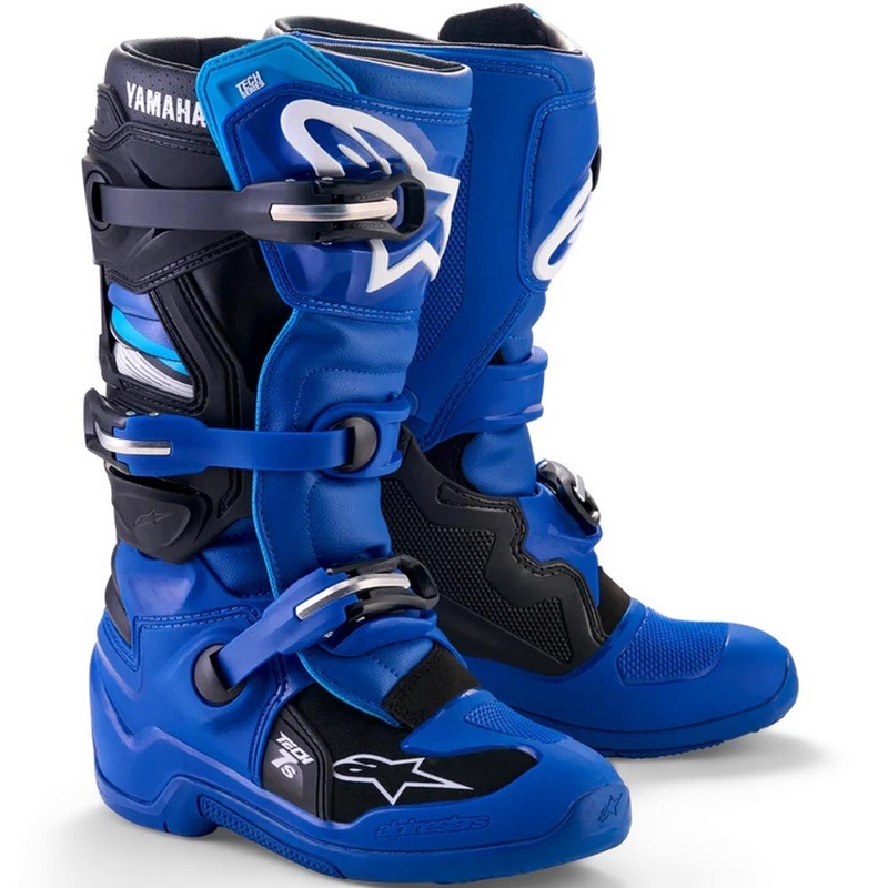 Bottes de motocross pour enfants Alpinestars TECH 7 S YAMAHA, collection bleu-blanc-noir