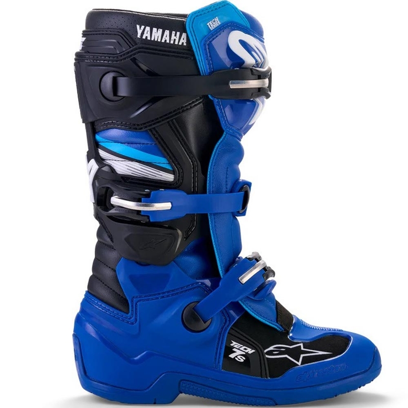 Bottes de motocross pour enfants Alpinestars TECH 7 S YAMAHA, collection bleu-blanc-noir
