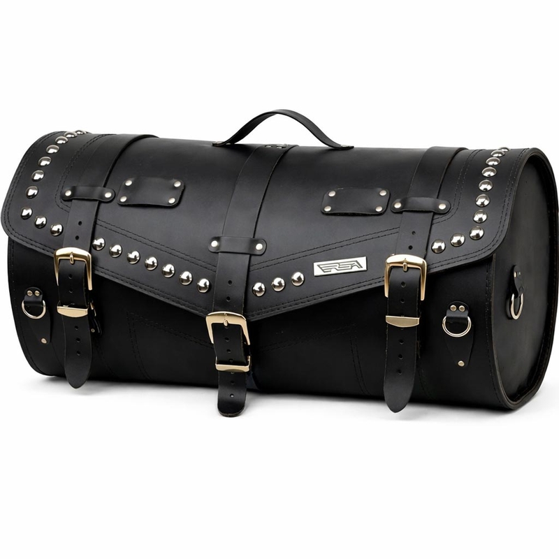 Étui de moto en cuir avec serrure et rivets RSA K183 noir