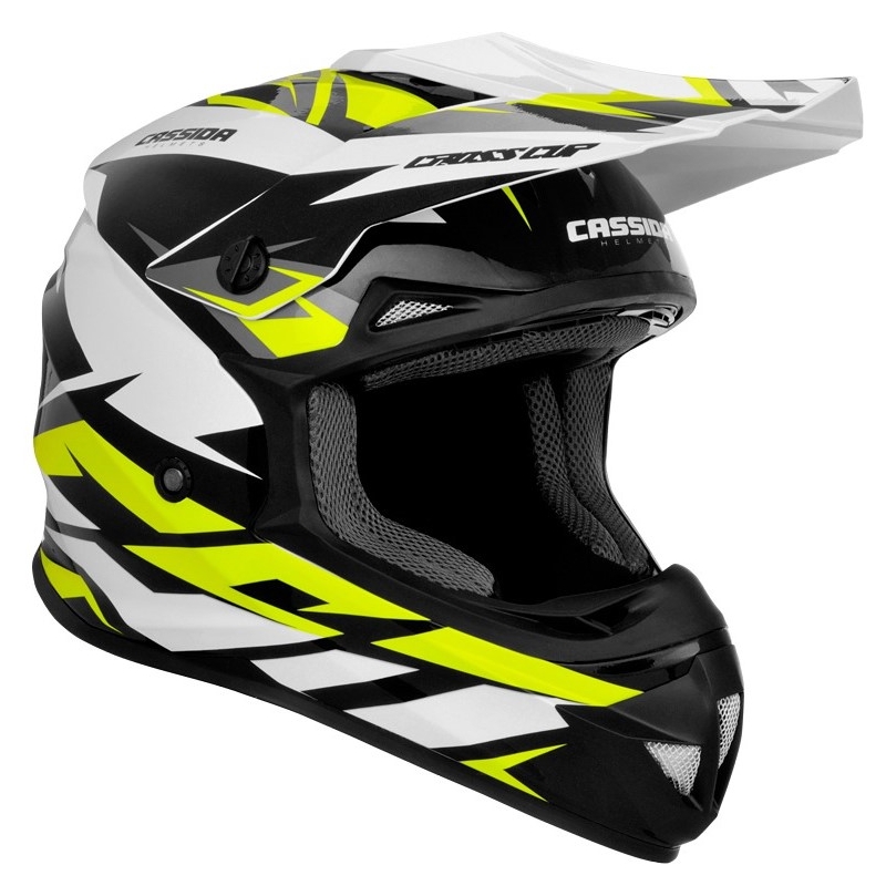 Cassida Cross Cup Two Motocross Helmet noir-blanc-gris-jaune fluo