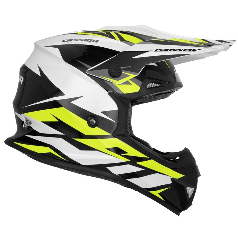 Cassida Cross Cup Two Motocross Helmet noir-blanc-gris-jaune fluo