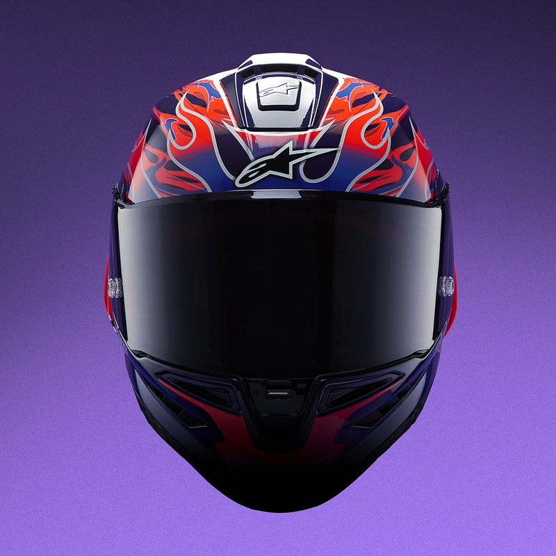 Casque intégral de moto Alpinestars Supertech R-10 Flyte édition limitée Jorge Martin violet-rouge