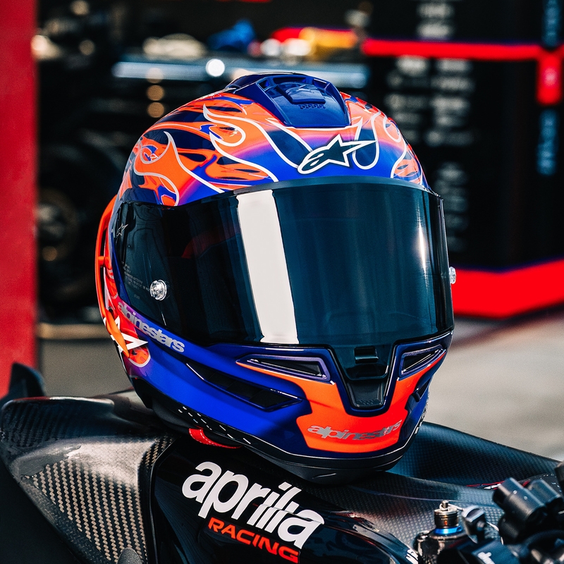 Casque intégral de moto Alpinestars Supertech R-10 Flyte édition limitée Jorge Martin violet-rouge