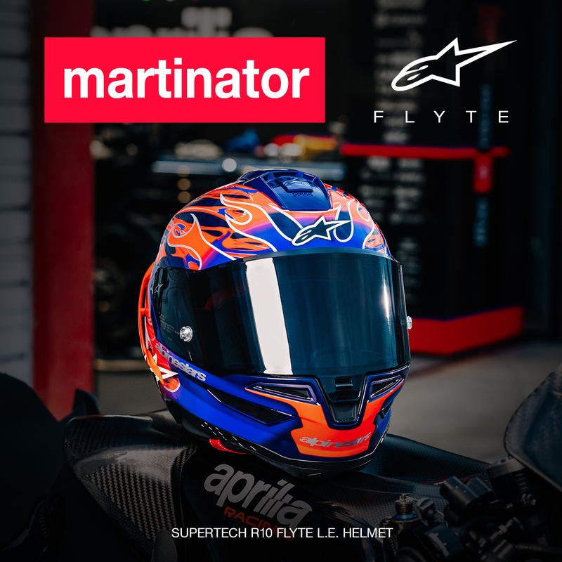 Casque intégral de moto Alpinestars Supertech R-10 Flyte édition limitée Jorge Martin violet-rouge